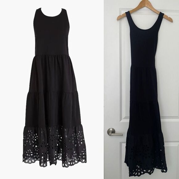J. Crew Tiered knit maxi dress with eyelet trim Size XXS - Picture 2 of 5